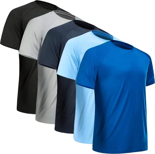 Miniatura 35 de Camisetas de entrenamiento para hombre, de manga corta, de secado rápido, atlético, gimnasio, activo, absorbe la humedad