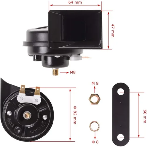 Miniatura 5 de Evermotor 1 juego de bocina de aire de señal universal para automóvil, altavoz de 12 V fuerte 118 DB, impermeable, accesorios automotrices, bocina