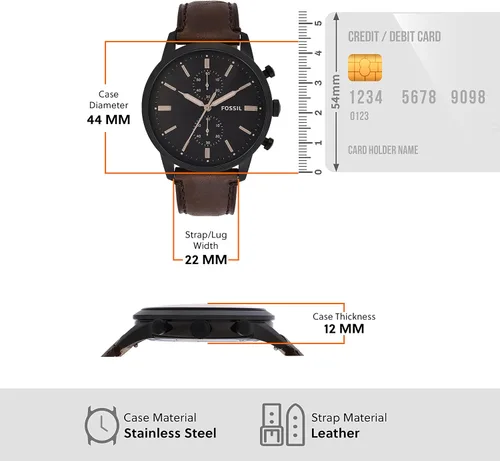 Miniatura 9 de Fossil Townsman - Reloj cronógrafo de cuarzo casual de acero inoxidable y cuero para hombre
