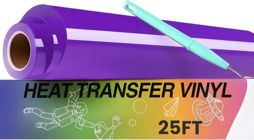 Miniatura 20 de HTVRONT Rollo de vinilo de transferencia de calor HTV – Vinilo blanco para planchar de 12 pulgadas x 25 pies para camisetas, vinilo HTV fácil
