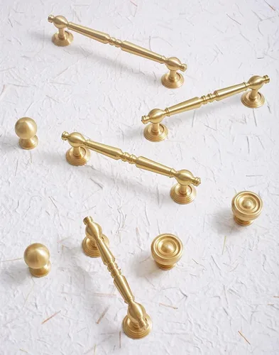 Miniatura 4 de MFYS Tirador de latón cepillado de 6.3 pulgadas, manijas de cobre para cajón, herrajes dorados para manijas de tocador