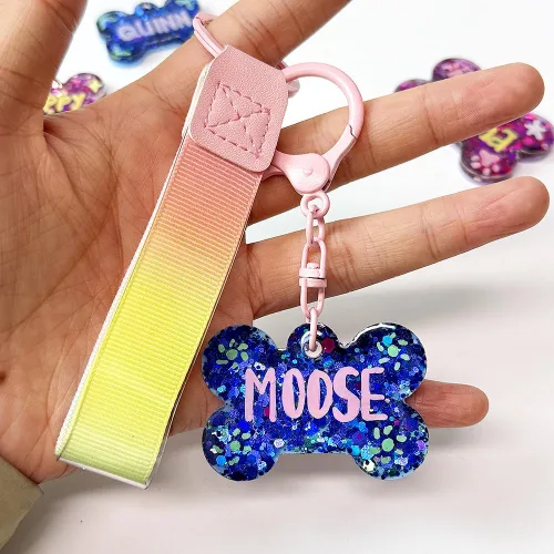 Miniatura 6 de ResinWorld Juego de moldes de silicona de hueso de perro de 2 y 1.5 pulgadas con 15 llaveros y 15 anillos de salto, molde de etiqueta para mascotas