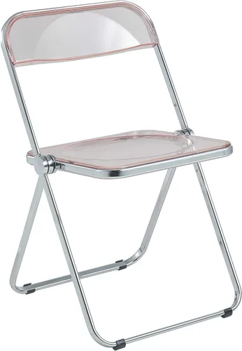 Miniatura 15 de LeisureMod Lawrence - Silla plegable de acrílico transparente moderna con marco de metal, asiento transparente que ahorra espacio para comedor