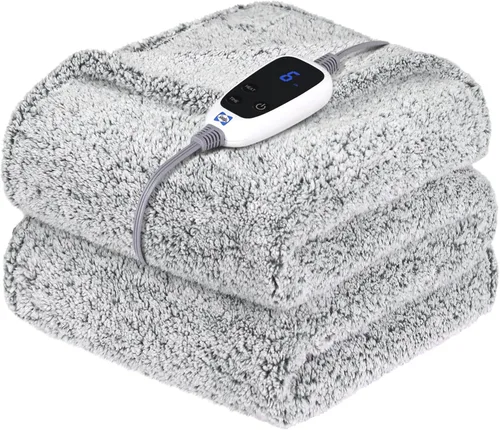 Miniatura 8 de Sealy - Manta eléctrica térmica de doble sherpa suave de 50 x 60 pulgadas súper acogedora con 6 niveles de calentamiento rápido y apagado automático