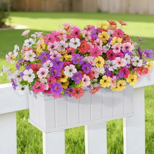 Miniatura 6 de Lifewit Flores artificiales para interiores y exteriores, 12 paquetes de flores falsas de plástico con hojas de eucalipto para decoración del jardín