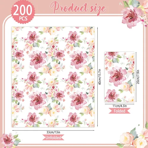 Miniatura 2 de 50 servilletas de papel florales de acuarela para invitados, servilletas desechables de 3 capas, servilletas de papel decorativas para boda, novia