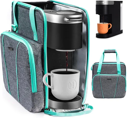 BAGSPRITE Bolsa de café de viaje para Keuriig K-Slim, funda de transporte de una sola porción, funda de almacenamiento portátil para cafetera de