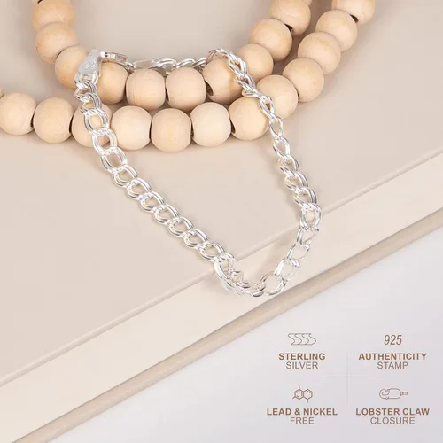 Miniatura 4 de PORI JEWELERS Pulsera de plata de ley 925 con eslabones italianos para hombre y mujer, Metal