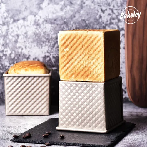 Miniatura 6 de Mini molde para pan Pullman con tapa, antiadherente rectangular de 0.25 kg, caja plana para tostar en horno (Oro champán)
