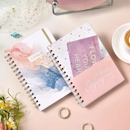 Miniatura 6 de Cuaderno/Diario Rayado - Planificador Diario con Papel Grueso Premium, 6.2" X 8.4", Cuaderno/Diario en Espiral, con Banda y Tapa Dura Impermeable