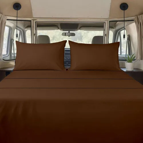 Miniatura 10 de Juego de sábanas de 4 piezas tamaño matrimonial para caravanas (53 x 75), color gris claro, bolsillo profundo para colchones de 15 pulgadas, Gris