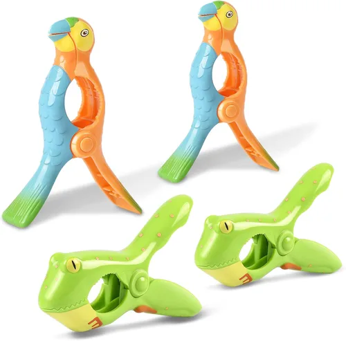 Clips para Toallas de Playa, Sopito Clips para Toallas Tamaño Jumbo para Sillas de Playa Crucero Patio y Accesorios de Piscina, Juego de 4 (Verde