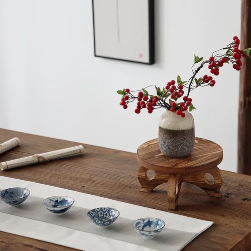 Miniatura 4 de Soporte Decorativo de Esquina para Plantas, Soportes de Madera para Plantas de Interior, Soporte para Plantas con Altura, Soportes Redondos