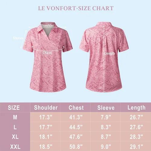 Miniatura 7 de Camiseta polo de golf con cuello en V UPF 50+ con estampado de protección solar de manga corta y ajuste seco para mujer