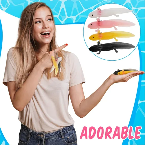 Miniatura 6 de Shappy 24 llaveros de animales de ajolote de San Valentín, regalos a granel, lindas figuras de animales en miniatura de color rosa suave para el día