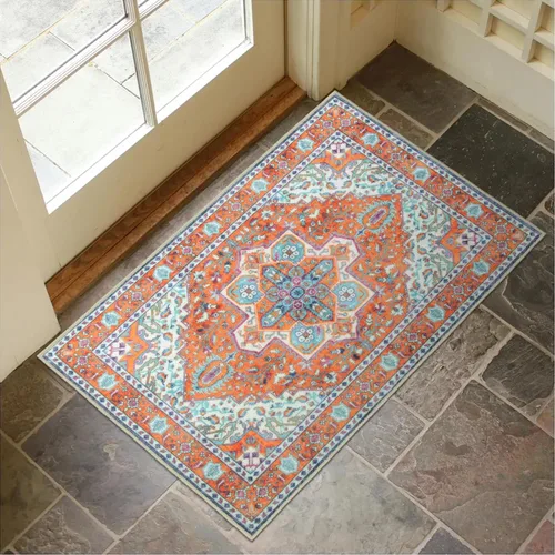Miniatura 29 de Collive Tapete lavable para puerta de interior, antideslizante, alfombra de entrada retro de 20 x 32 pulgadas, tapete de entrada de absorción Multi