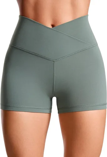 CRZ YOGA Butterluxe - Pantalones cortos cruzados para mujer de 3 y 5 pulgadas, pantalones cortos de yoga y entrenamiento de cintura alta, suaves