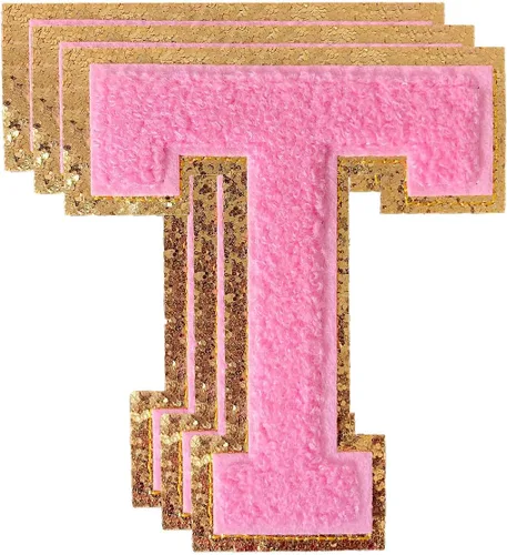 Miniatura 70 de 3 parches de números de chenilla negra, tamaño grande de 4-1/2" parches de números para planchar, parches universitarios para ropa, 8" Borde oro rosa