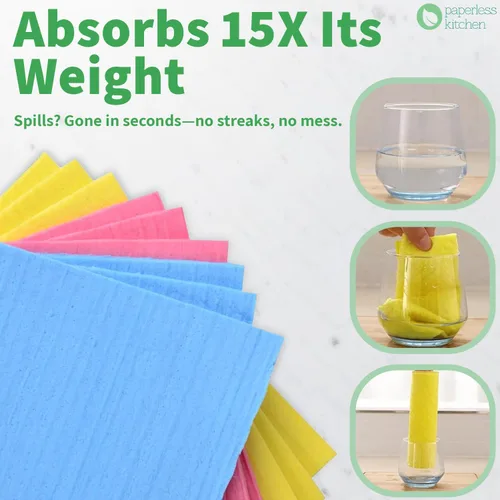 Miniatura 5 de Paños de cocina suecos reutilizables (paquete de 12) – Paños de limpieza de cocina ultra absorbentes y ecológicos – Mejor alternativa a toallas