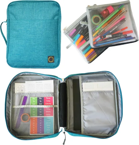 Miniatura 7 de Estuche de almacenamiento para suministros de diario Sunny Streak (Gris - Grande) - Organizador de viaje personalizado para planificador B5