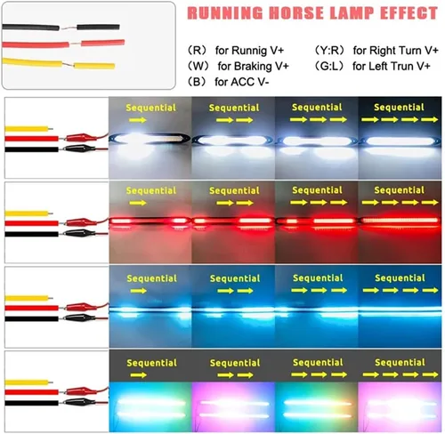 Miniatura 5 de YSY Tira de luces LED DRL para circulación diurna, impermeable, 12 V, luz de giro secuencial, flujo amarillo, universal, 2