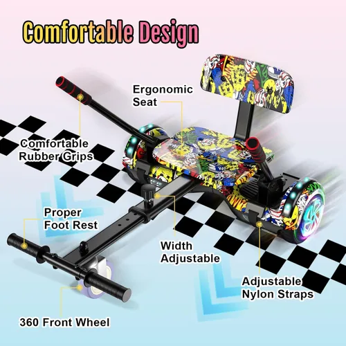 Miniatura 3 de Scooter Seat Attachment, Scooter with Go Kart for Kids Boys Girls Adults, LED Lights, Bluetooth(Include Go-Kart)