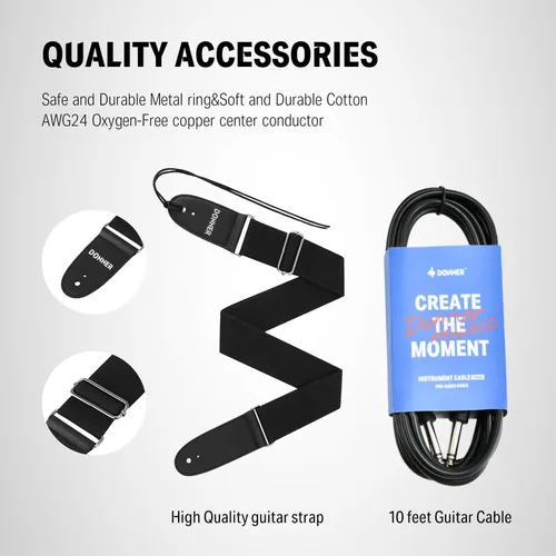 Miniatura 6 de Guitarra eléctrica Donner Jazz de 39 pulgadas TL Thinline F Hole para principiantes, tamaño grande, guitarra hueca con pastillas H-H, con bolso