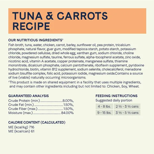 Miniatura 6 de Canidae Balanced Bowl - Comida húmeda para gatos, receta de atún y zanahorias, 3 onzas (caja de 24)