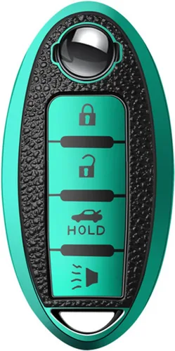 Miniatura 12 de Xotic Tech - Funda de TPU plateada con 4 botones impresos, compatible con Nissan Sentra Versa Armada Leaf Titan Altima GT-R 370Z Maxima Infiniti Q50