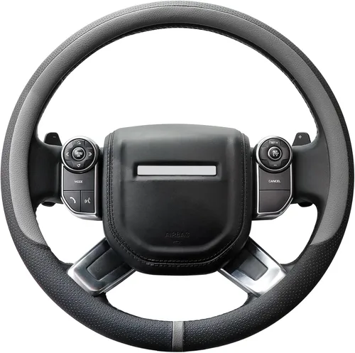 Miniatura 12 de COFIT Funda transpirable para volante de automóvil de 15 pulgadas, protector de cuero universal antideslizante para volante de automóvil, accesorios