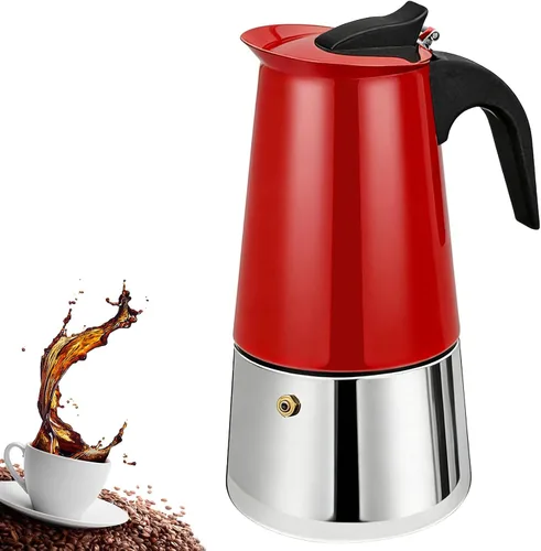 Miniatura 11 de Estufa de 2 tazas de acero inoxidable, cafetera italiana, capacidad para café moca, cocina clásica de inducción para el hogar y campamento, 3.3