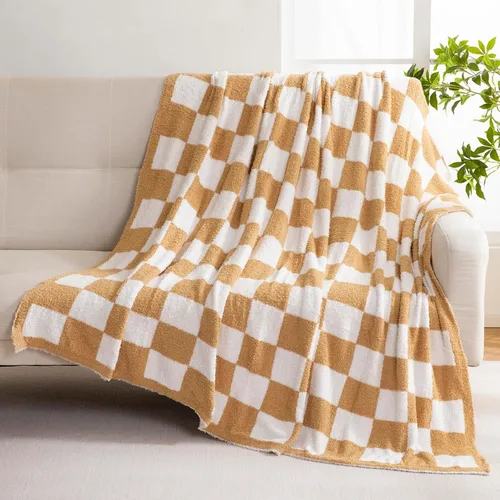 YIRUIO Mantas de Tiro a Cuadros Queen, Tamaño King, Grandes, Esponjosas, Peludas, Más Cálidas, Cómodas, Reversibles, Súper Suaves y Acogedoras,