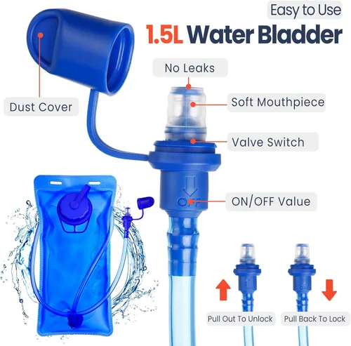 Miniatura 5 de Shinylin 2 piezas mochila de hidratación para niños con bolsa de agua de 1.5l mochila ligera para niños para senderismo mochila de agua para niños