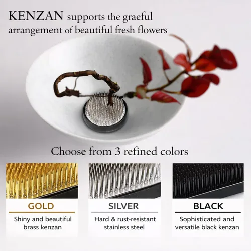 Miniatura 3 de Auténtica rana redonda japonesa Kenzan Flower Rana – Hecho en Japón Ikebana Pin Holder para arreglos florales (redondo 2.4 pulgadas, dorado)