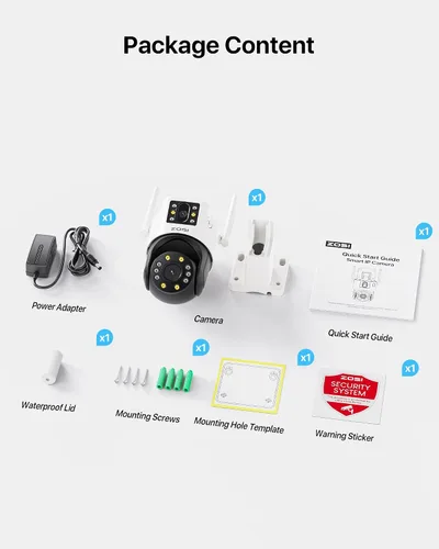 Miniatura 9 de ZOSI C298 SE 6MP Cámara de seguridad con doble lente (4MP+2MP) con cable y WiFi PT enchufable para exteriores, cámara panorámica de 360°, detección