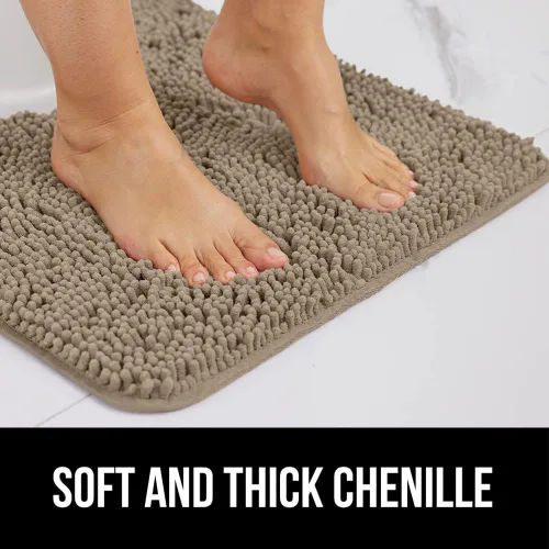 Miniatura 2 de Gorilla Grip Alfombra de baño y bañera de felpilla, tamaño 24 x 17 pulgadas, color beige, tamaño de la alfombra de baño 35 x 16 pulgadas