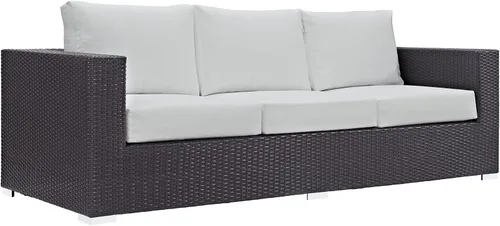 Miniatura 9 de Modway Sofá de mimbre para patio al aire libre Convene en color beige espresso