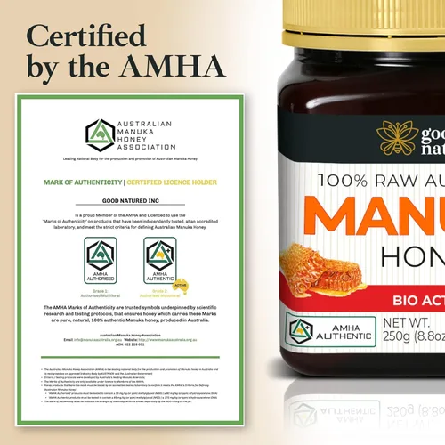 Miniatura 6 de Miel de Manuka Good Natured (MGO 510+) - Miel Cruda de Alta Calidad de Manuka de Grado Médico, No Transgénica, Probada en Laboratorio y Certificada