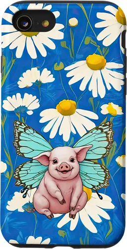 Miniatura 17 de Adorable pig piglet with butterfly wIngs daisy flower sweet Case for iPhone 12 mini