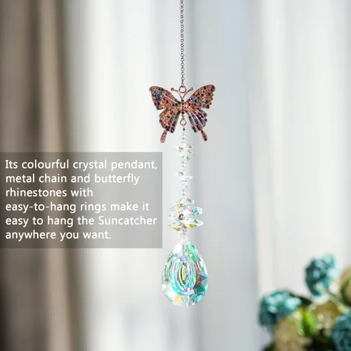 Miniatura 2 de H&D HYALINE & DORA Atrapasoles Cardinal en una Rama para Ventanas, Atrapasoles de Cristal de 44.45 cm con Cadena de Metal y Ganchos, Regalo
