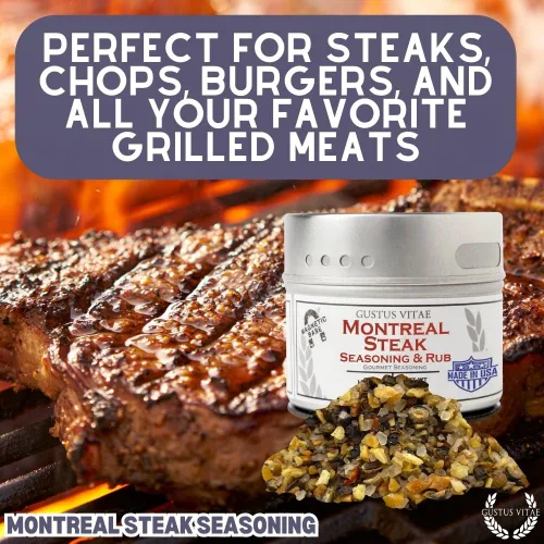 Miniatura 2 de Montreal - Condimento para carne, auténtica mezcla de especias gourmet artesanales, sin OMG, empaquetado en latas magnéticas, sostenible, cultivado