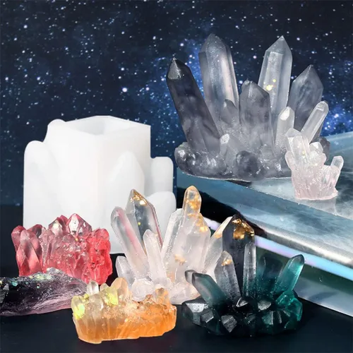 Miniatura 6 de 11 moldes de resina de racimo de cristal, moldes de silicona de roca de cuarzo, diferentes formas, moldes de resina epoxi, piedras preciosas