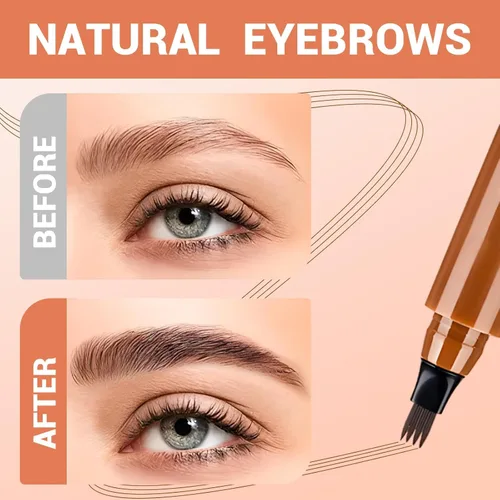 Miniatura 2 de Microblading Lápiz de cejas, lápiz mágico de contorno de cejas 2026 con punta de micro-tenedor, 3D resistente al agua con 4 puntas brocha de carrete