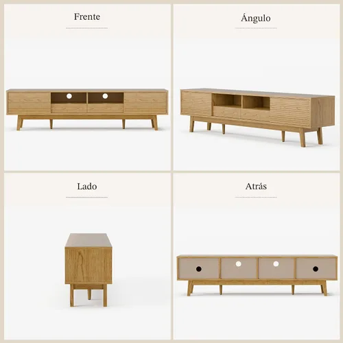 Miniatura 9 de TOLEAD Soporte para TV de 59", Soporte de Televisión Moderno de Mediados de Siglo para TV de 43/55/65 pulgadas, Consola de TV de Perfil Bajo
