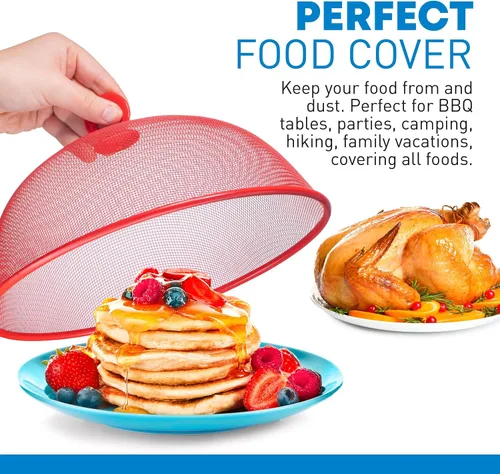 Miniatura 7 de Affordit Cubierta de Malla para Alimentos Tipo Carpa Sombrilla, 10.75 pulgadas, Cubiertas de Malla Reutilizables para Pícnic al Aire Libre, Red