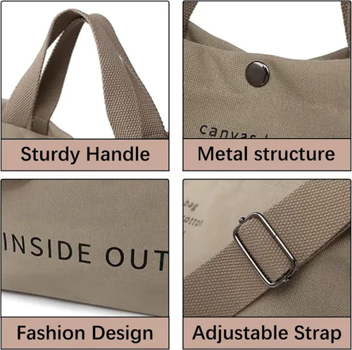 Miniatura 5 de Bolso de mano de lona grande para mujer, bolso de trabajo casual para hombro, bolso cruzado con asa superior, bolsos cruzados