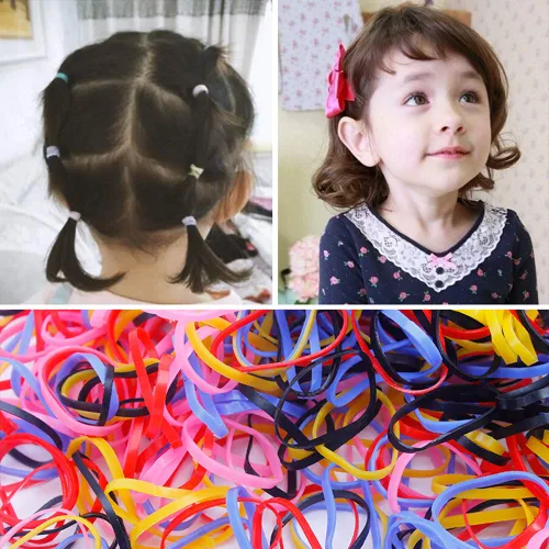 Miniatura 5 de 200 mini bandas de goma, lazos para el cabello súper elásticos para hombres y hombres, coleta de cabello de espalda cruzada, cabello de niños, Jelly