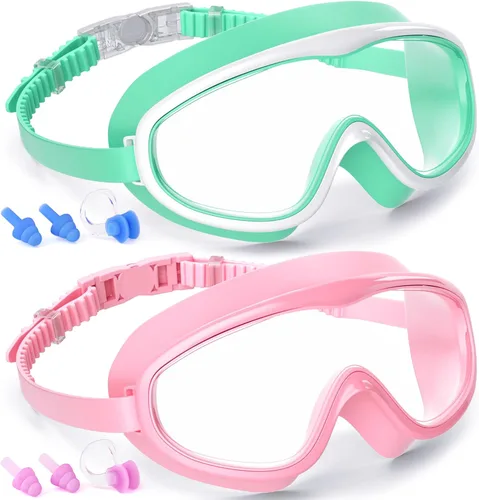 Miniatura 15 de COOLOO Gafas de natación para niños de 3 a 15 años, paquete de 2 gafas para nadar con cubierta para la nariz, sin fugas, antiniebla, impermeables