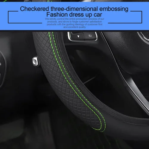 Miniatura 4 de LoyaForba Funda de cuero para volante de automóvil, protector elástico transpirable antideslizante para volante, accesorios interiores de automóvil
