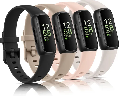 Miniatura 13 de Vancle Paquete de 4 bandas compatibles con bandas Fitbit Inspire 3 para mujeres y hombres, correas ajustables de silicona deportivas de repuesto